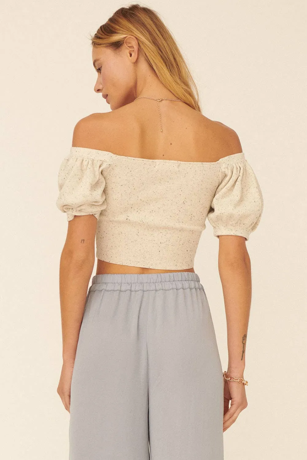 Addy Speckled Rib Crop Sweater