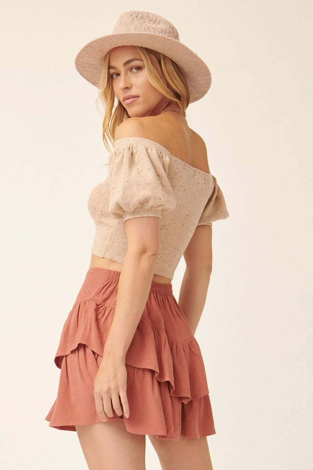 Addy Speckled Rib Crop Sweater
