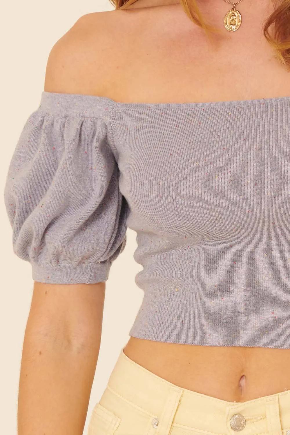 Addy Speckled Rib Crop Sweater