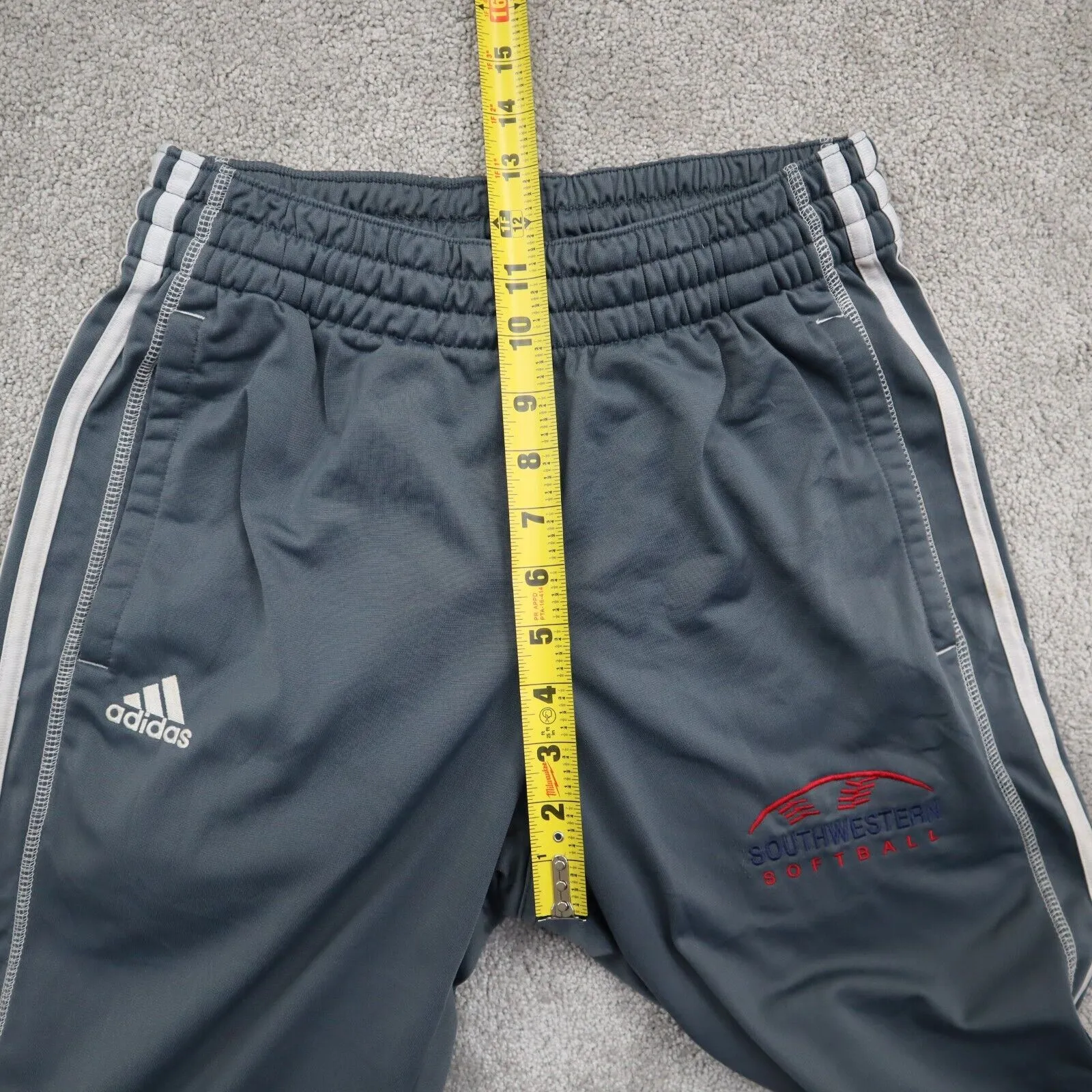 adidas Mens Sweatpants Activewear Elastic Waist Football Pockets White Gray Sz S