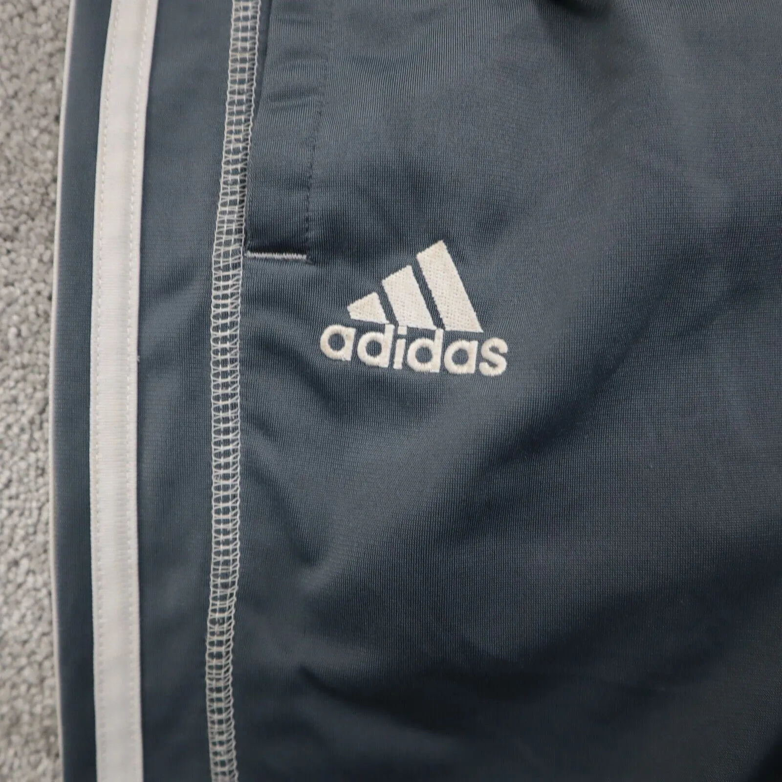 adidas Mens Sweatpants Activewear Elastic Waist Football Pockets White Gray Sz S