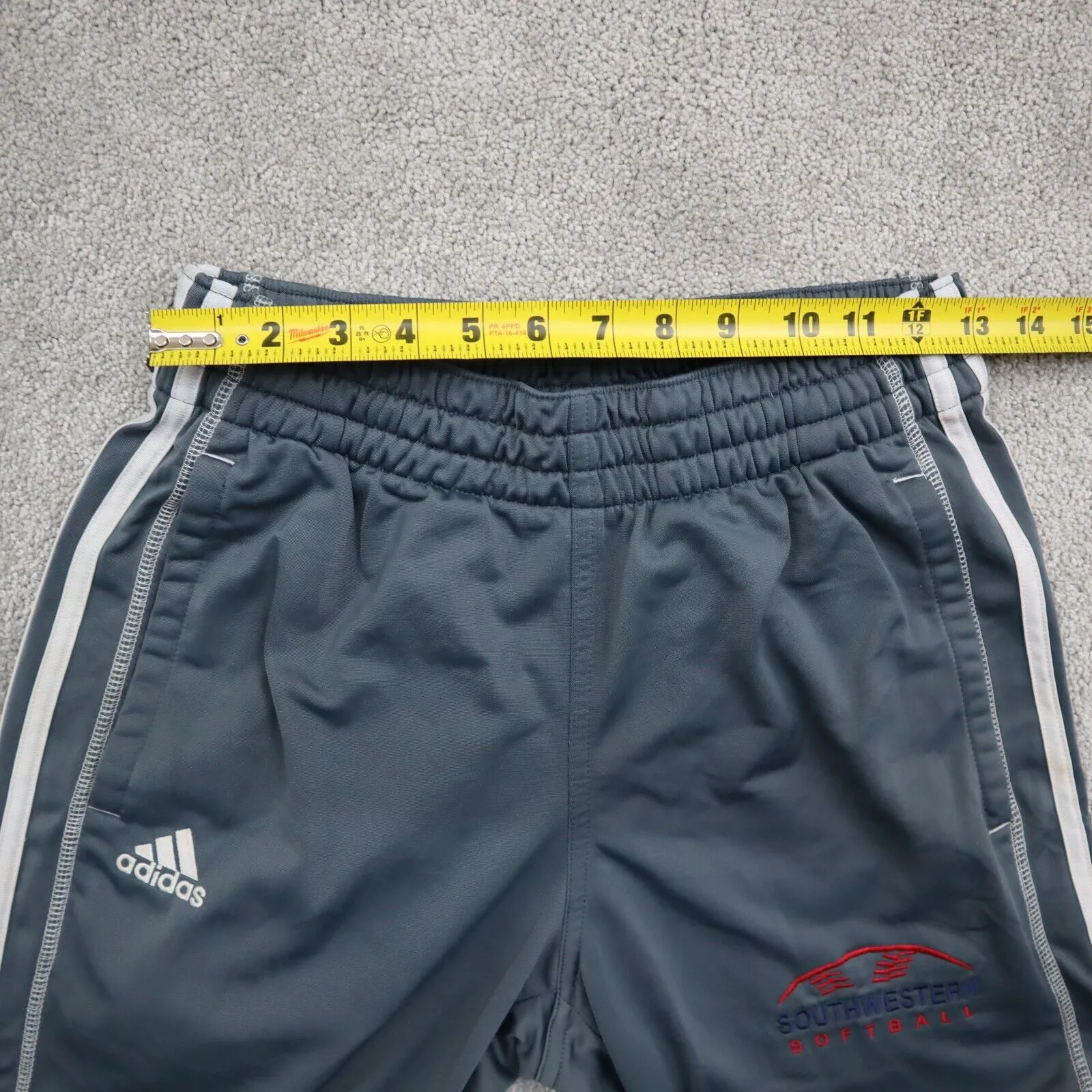 adidas Mens Sweatpants Activewear Elastic Waist Football Pockets White Gray Sz S