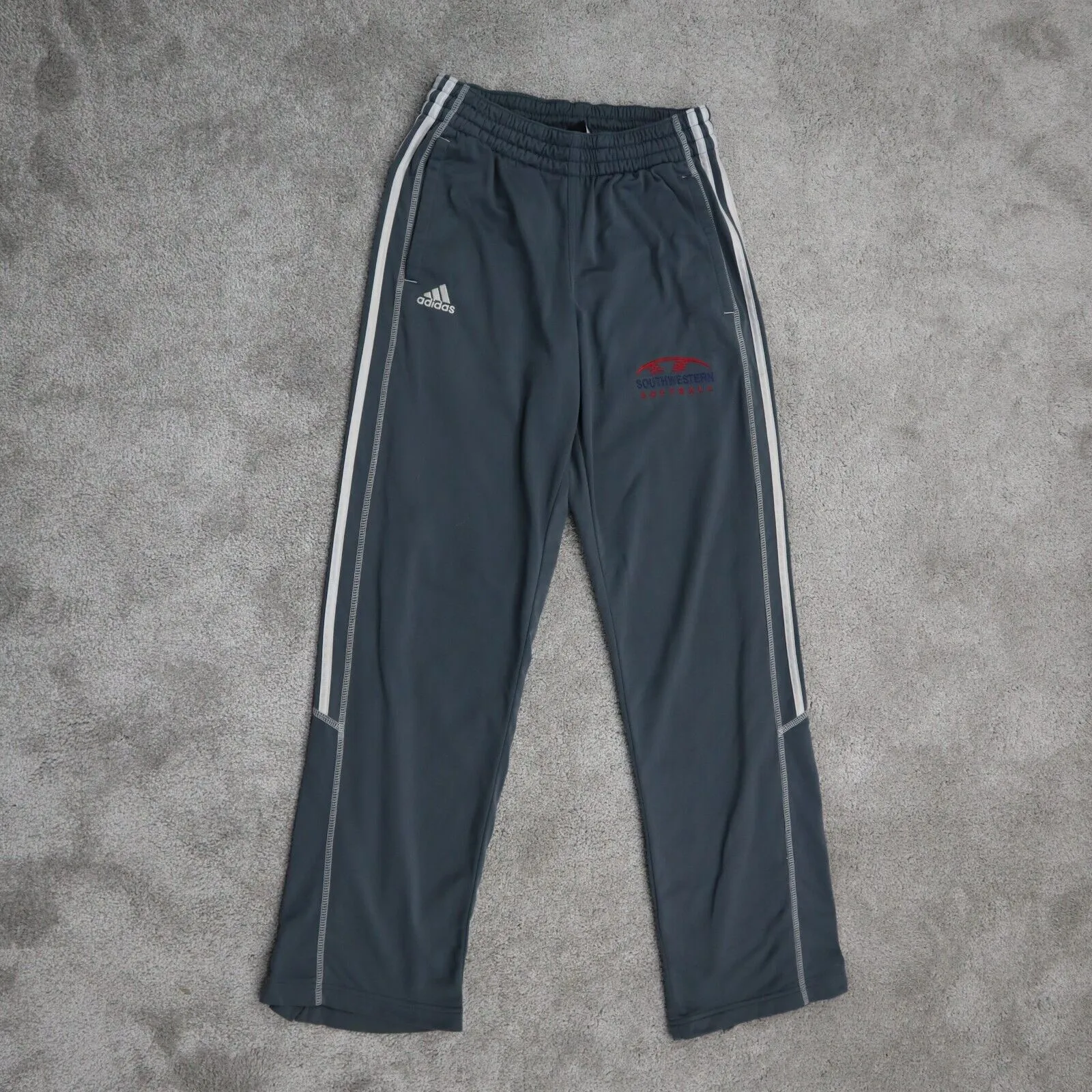 adidas Mens Sweatpants Activewear Elastic Waist Football Pockets White Gray Sz S
