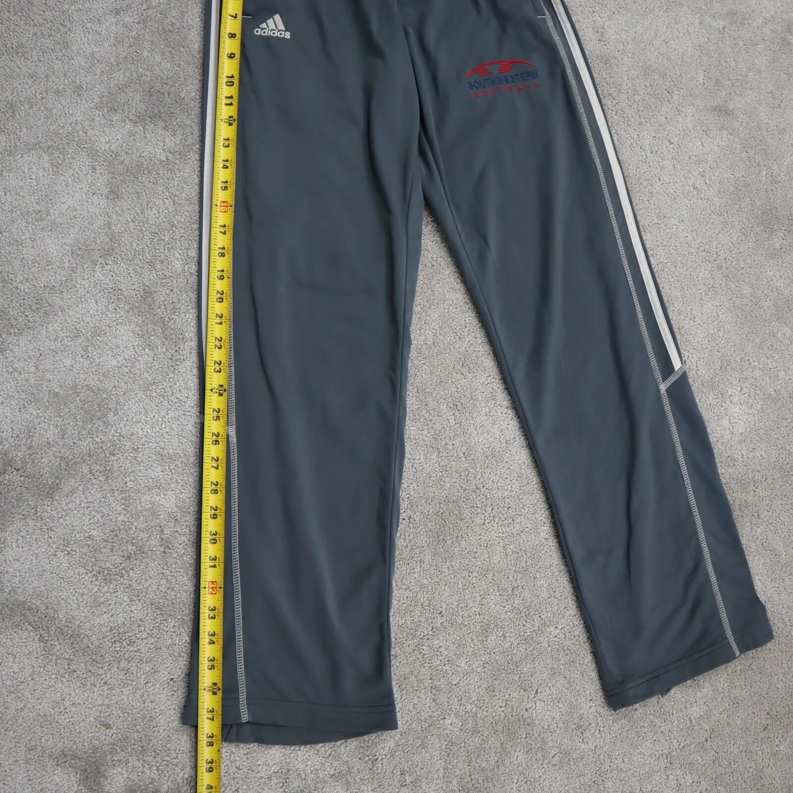 adidas Mens Sweatpants Activewear Elastic Waist Football Pockets White Gray Sz S