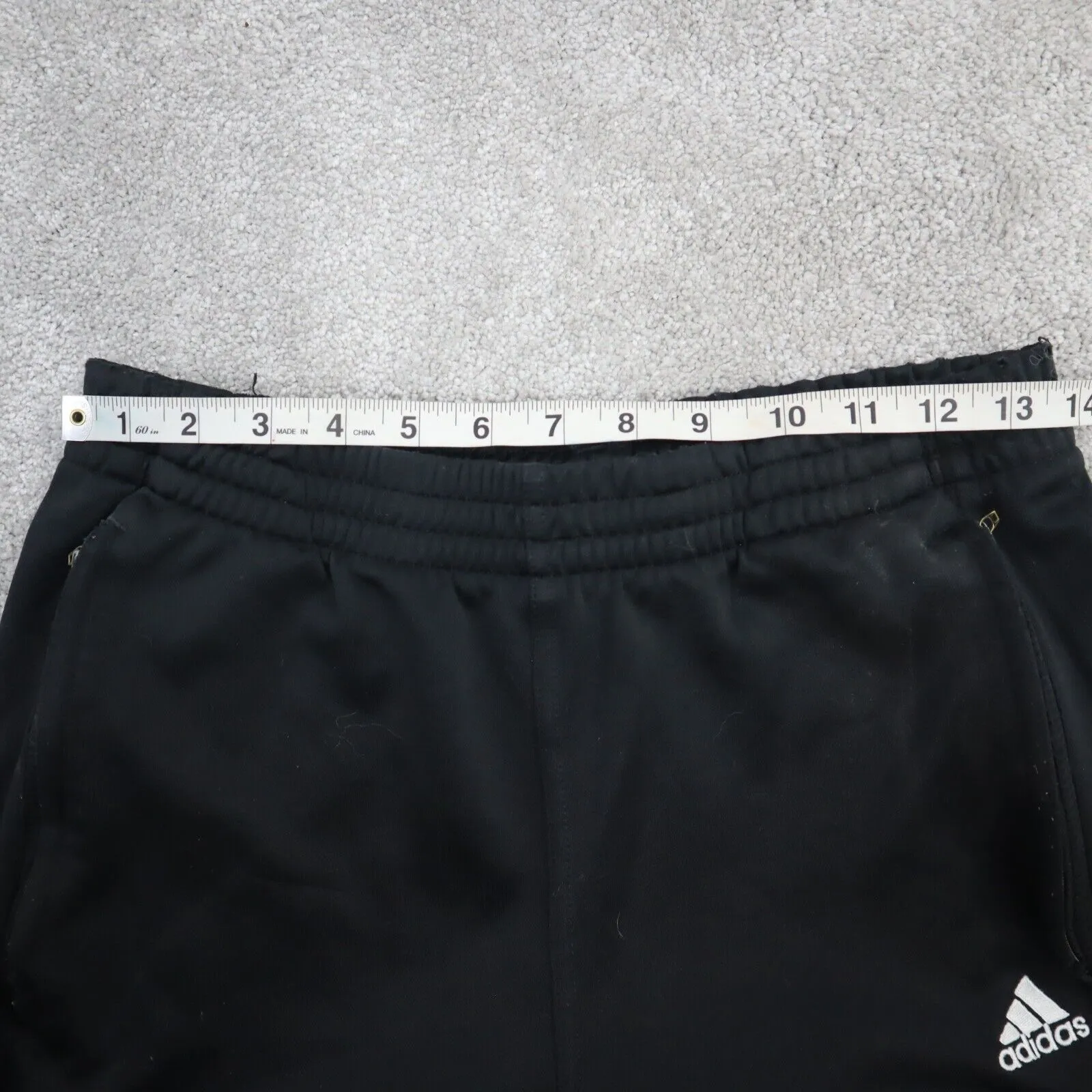 adidas Sweatpants Men Size 6 Black Solid Athletic Pants Elastic Blended Pull On
