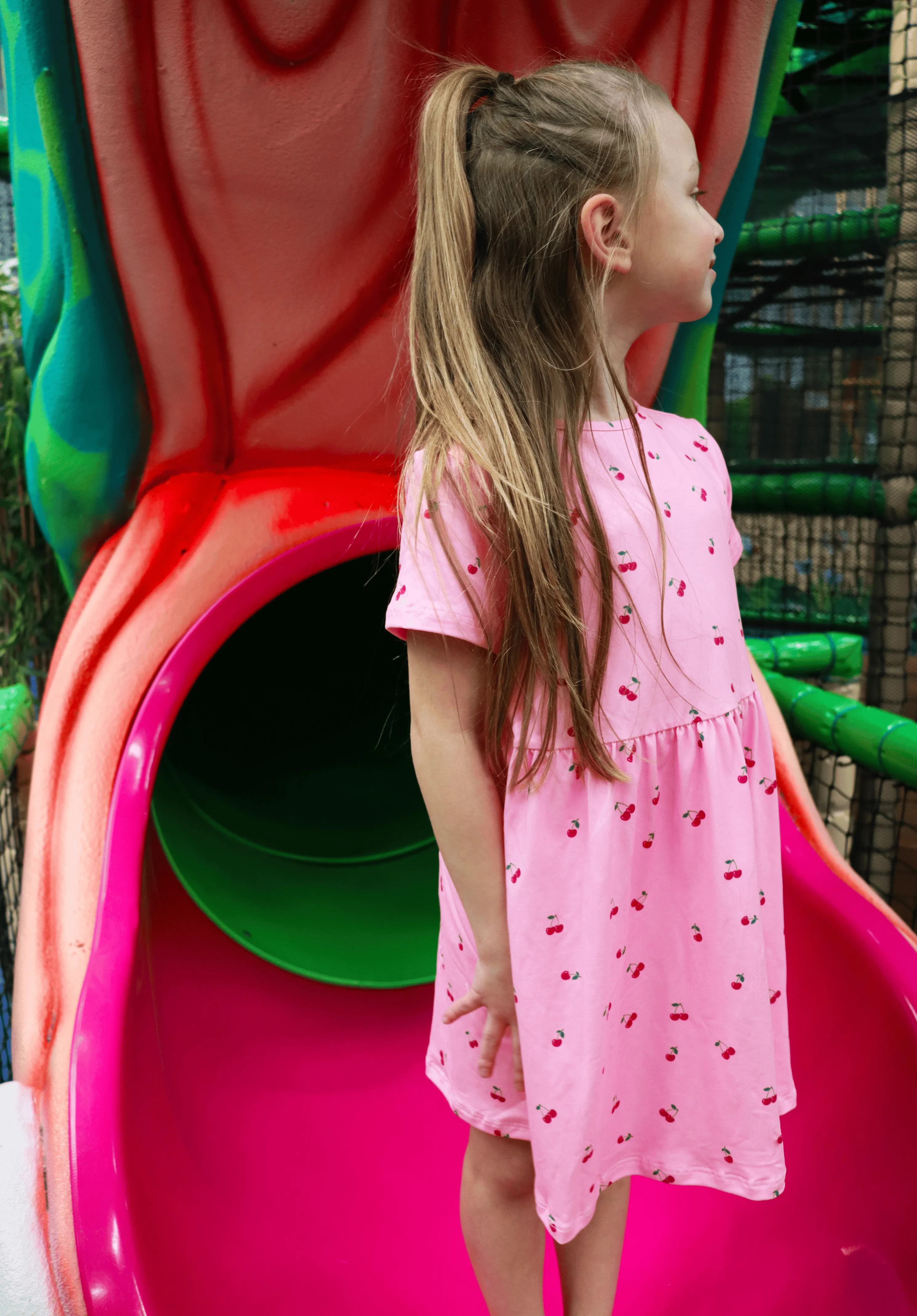 ALMA-SS-BABYDOLL-DRESS (KIDS) - PINK CHERRY