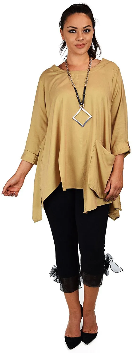 Artsy Tunic, Lagenlook Tunic,  Asymmetrical Tunic, Plus size clothing , Plus size tunic, Tunic with 3 Pockets . Size L/XL- 1XL/2XL- 3XL/4XL