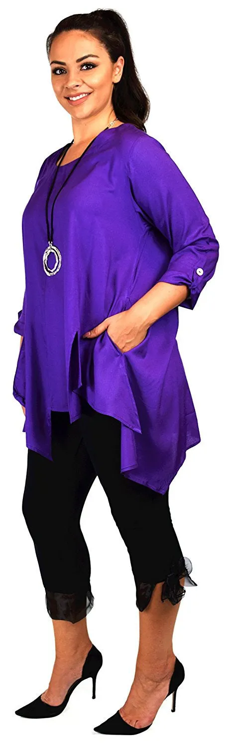Artsy Tunic, Lagenlook Tunic,  Asymmetrical Tunic, Plus size clothing , Plus size tunic, Tunic with 3 Pockets . Size L/XL- 1XL/2XL- 3XL/4XL