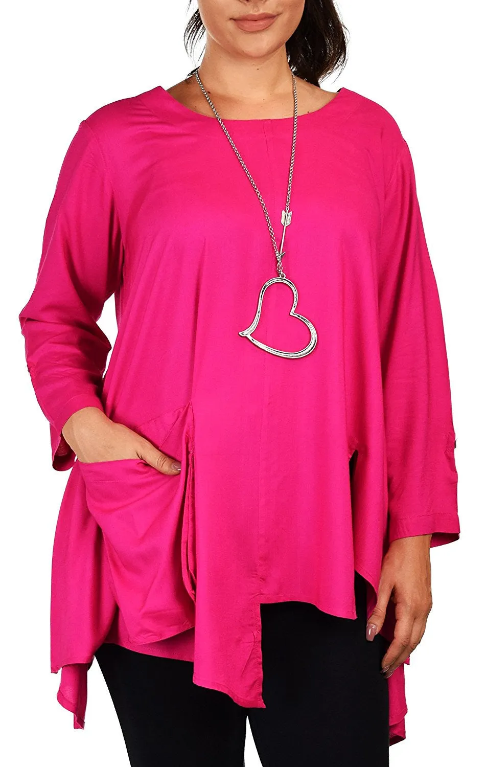 Artsy Tunic, Lagenlook Tunic,  Asymmetrical Tunic, Plus size clothing , Plus size tunic, Tunic with 3 Pockets . Size L/XL- 1XL/2XL- 3XL/4XL
