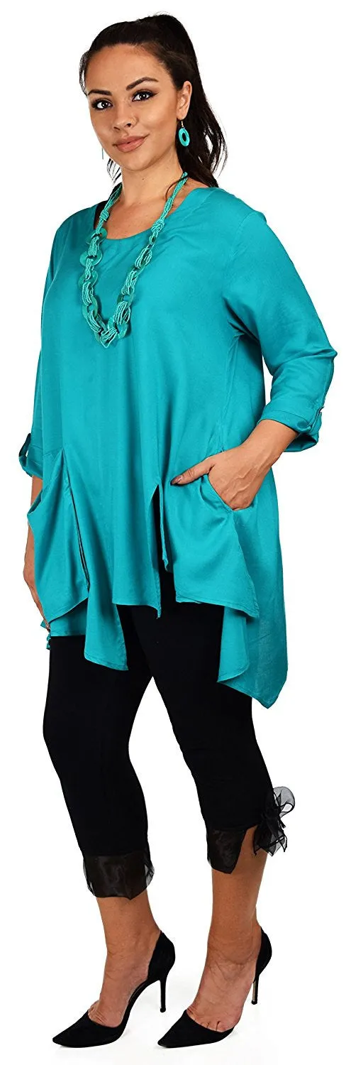 Artsy Tunic, Lagenlook Tunic,  Asymmetrical Tunic, Plus size clothing , Plus size tunic, Tunic with 3 Pockets . Size L/XL- 1XL/2XL- 3XL/4XL