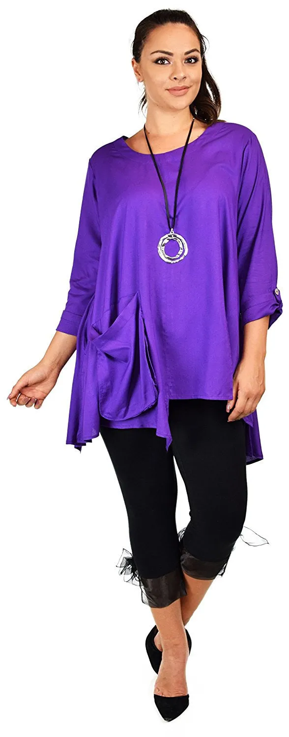 Artsy Tunic, Lagenlook Tunic,  Asymmetrical Tunic, Plus size clothing , Plus size tunic, Tunic with 3 Pockets . Size L/XL- 1XL/2XL- 3XL/4XL