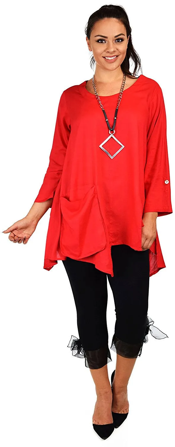 Artsy Tunic, Lagenlook Tunic,  Asymmetrical Tunic, Plus size clothing , Plus size tunic, Tunic with 3 Pockets . Size L/XL- 1XL/2XL- 3XL/4XL