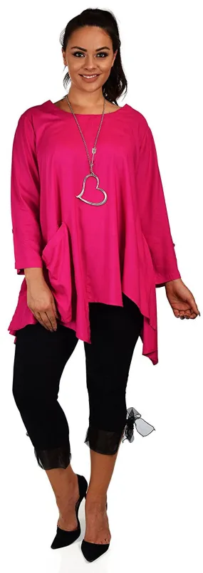 Artsy Tunic, Lagenlook Tunic,  Asymmetrical Tunic, Plus size clothing , Plus size tunic, Tunic with 3 Pockets . Size L/XL- 1XL/2XL- 3XL/4XL