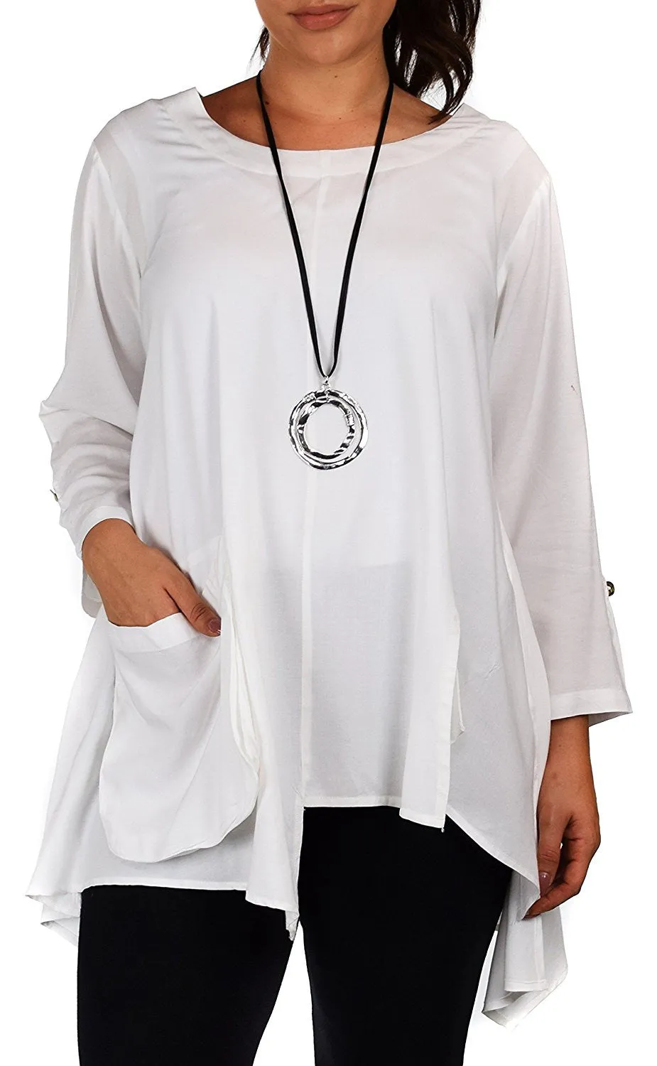 Artsy Tunic, Lagenlook Tunic,  Asymmetrical Tunic, Plus size clothing , Plus size tunic, Tunic with 3 Pockets . Size L/XL- 1XL/2XL- 3XL/4XL