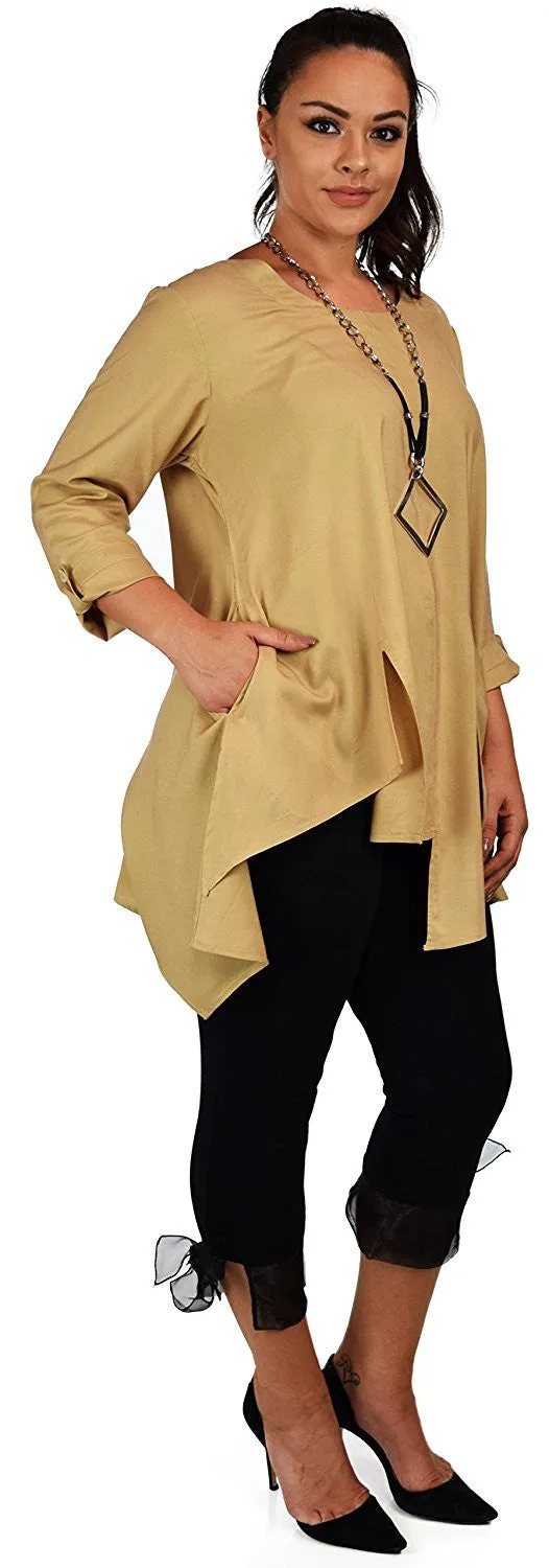 Artsy Tunic, Lagenlook Tunic,  Asymmetrical Tunic, Plus size clothing , Plus size tunic, Tunic with 3 Pockets . Size L/XL- 1XL/2XL- 3XL/4XL