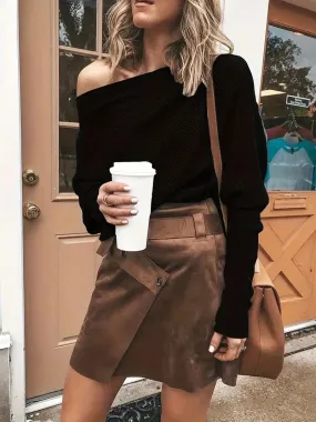 Asymmetrical Ribbed Knit Top
