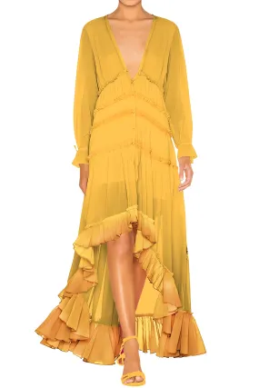 Asymmetrical Yellow Summer Maxi Dress