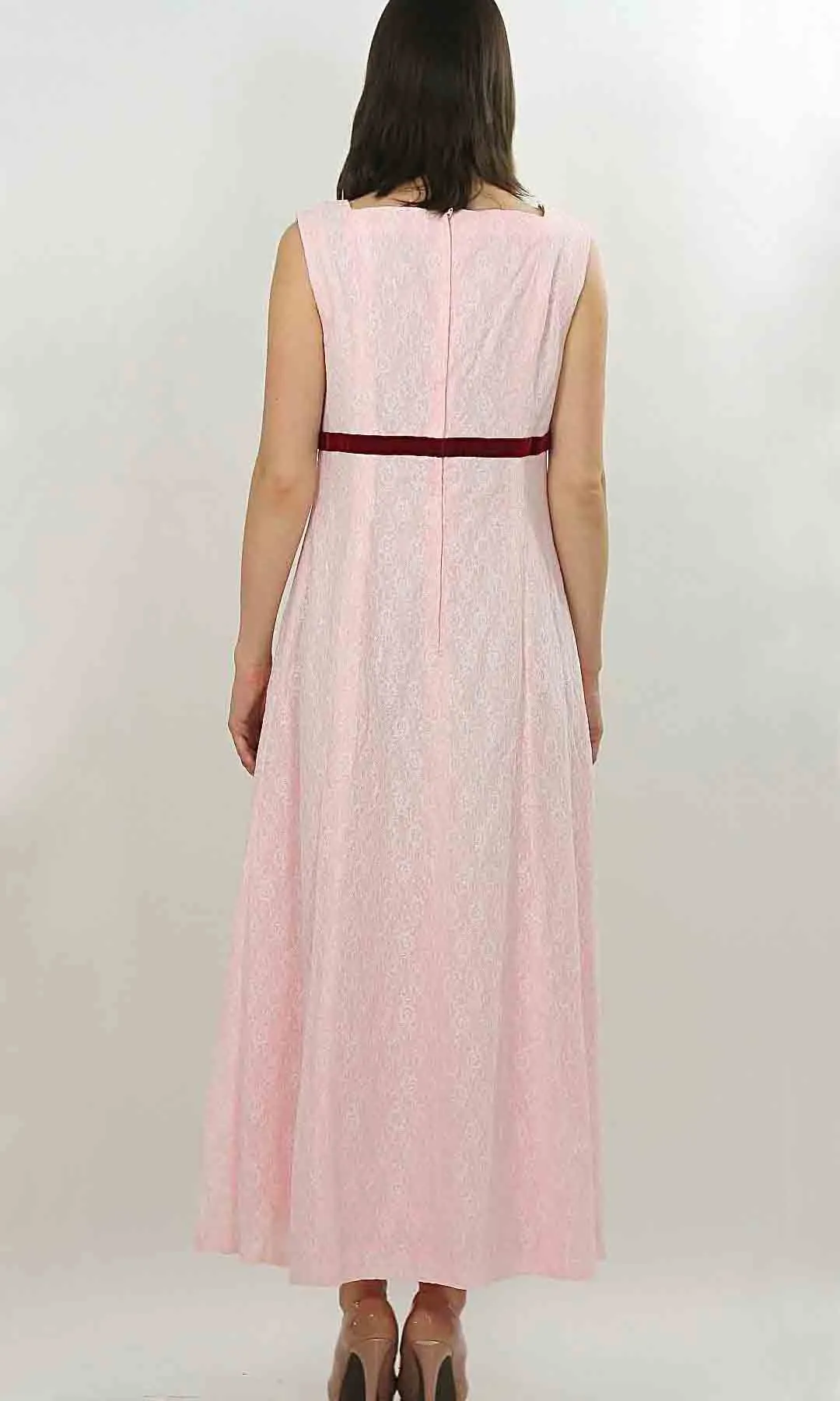 Authentic vintage 70s boho hippie pink lace cocktail party dress M