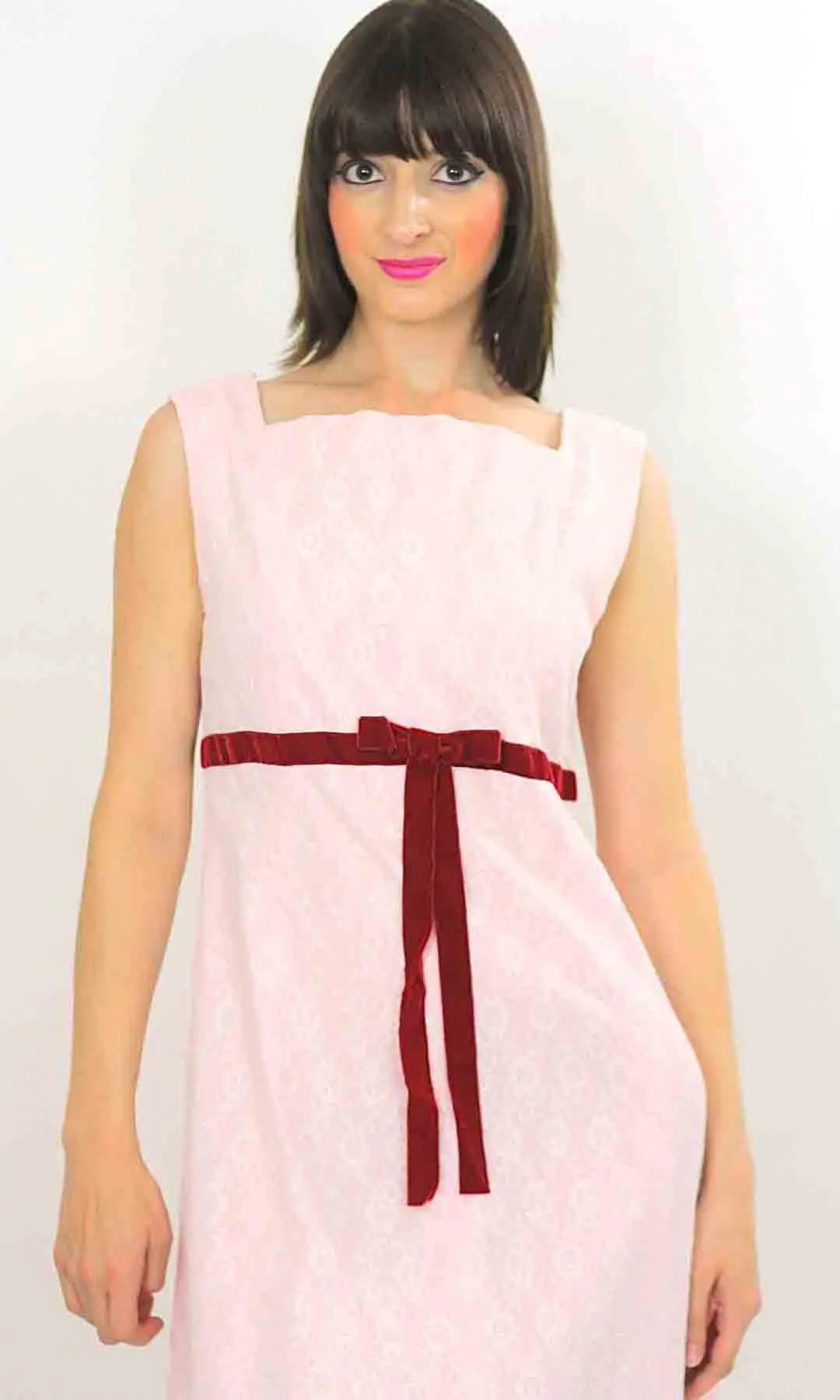 Authentic vintage 70s boho hippie pink lace cocktail party dress M