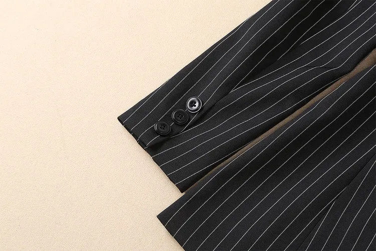 BBL DESIGN PINSTRIPE BELTED BLAZER DRESS