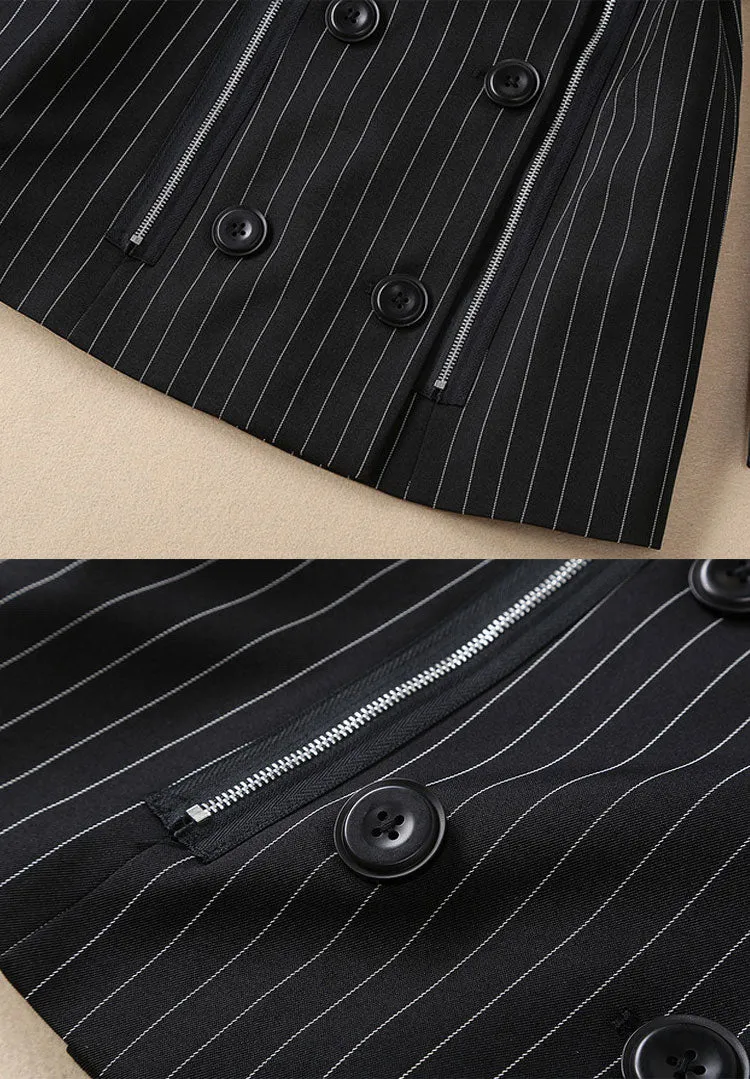 BBL DESIGN PINSTRIPE BELTED BLAZER DRESS
