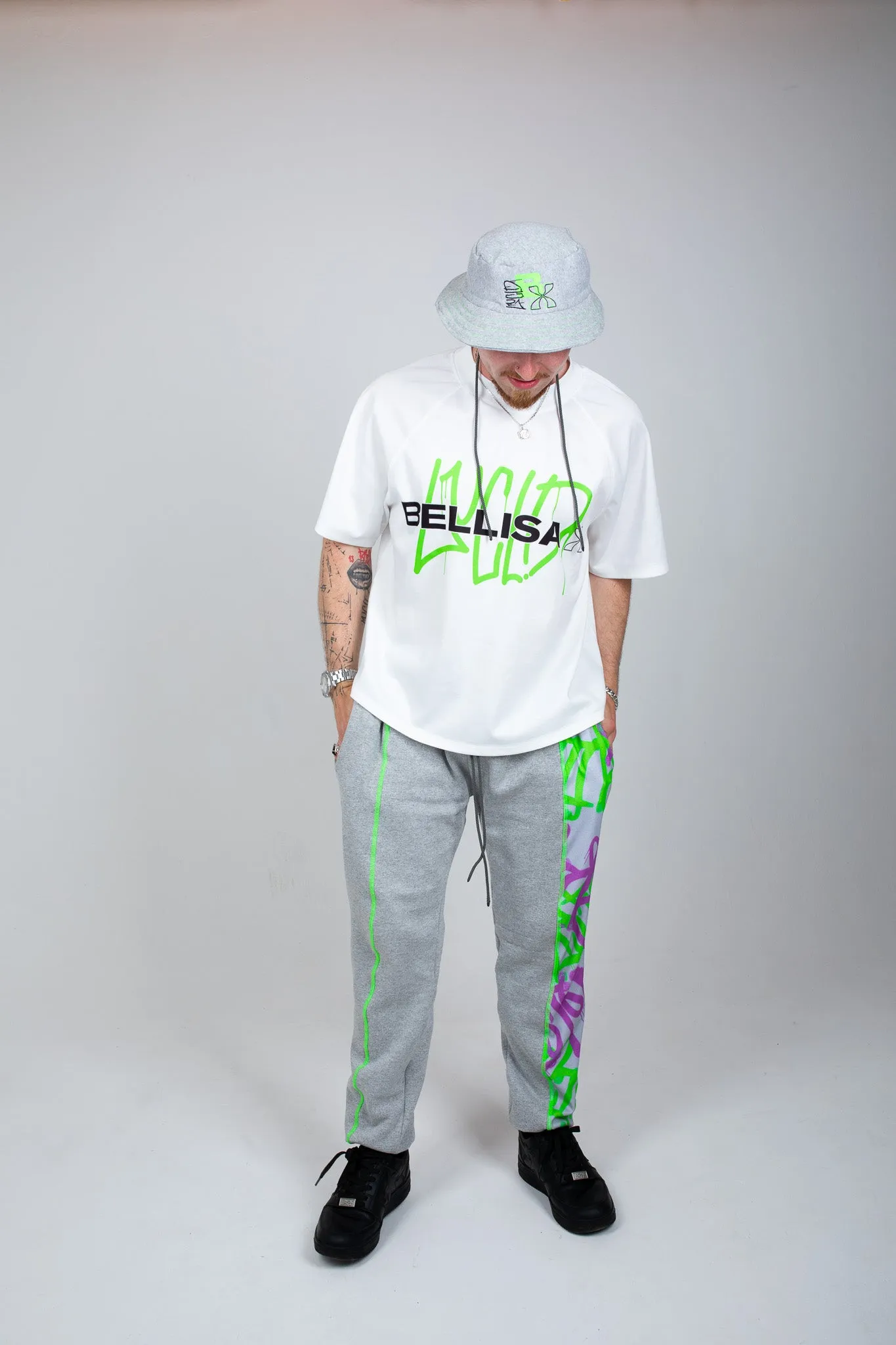 Bellisa X Lucid Panelled Grey Joggers