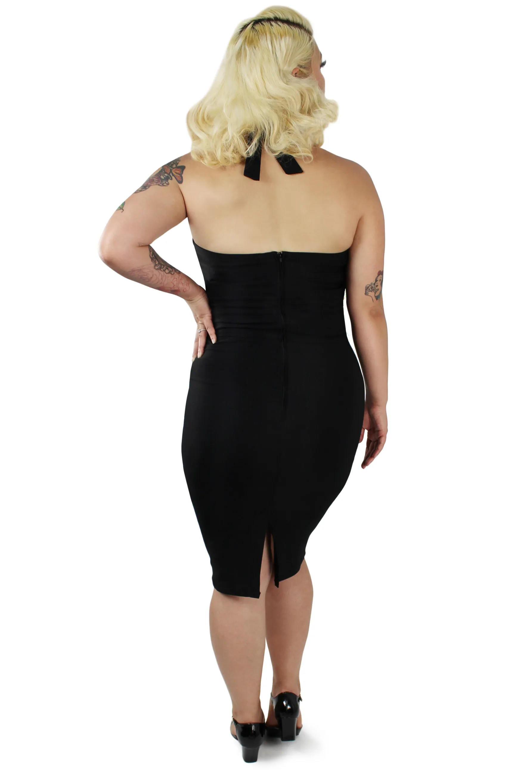 Black Criss Cross Fitted Dress
