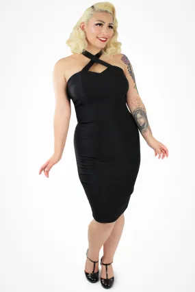 Black Criss Cross Fitted Dress