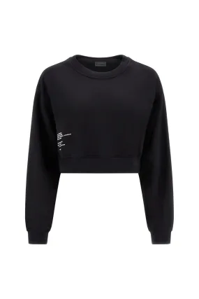 Black  Cropped Crew Neck Sweatshirt – Brushed Fleece