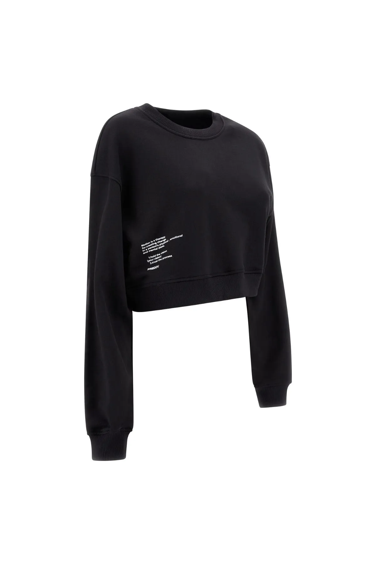 Black  Cropped Crew Neck Sweatshirt – Brushed Fleece