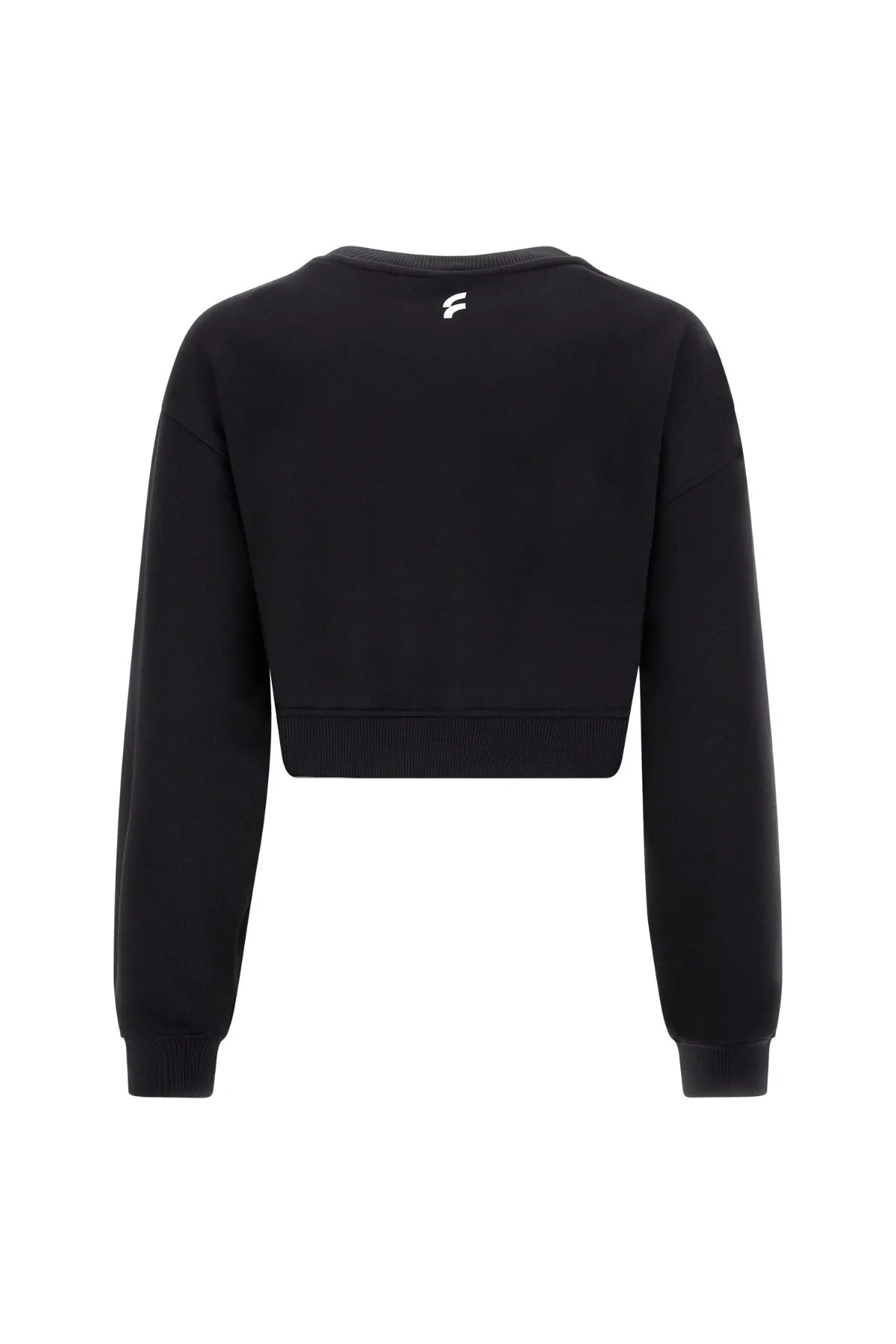 Black  Cropped Crew Neck Sweatshirt – Brushed Fleece