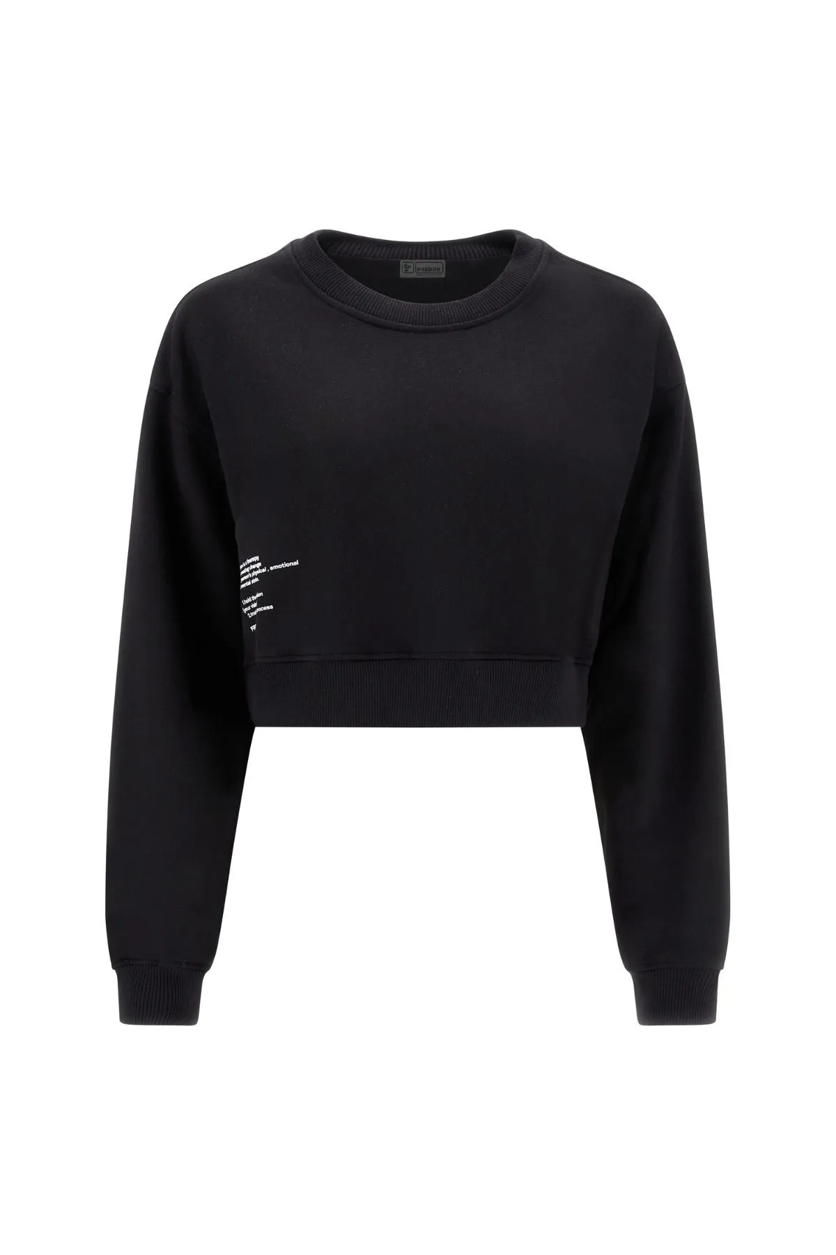 Black  Cropped Crew Neck Sweatshirt – Brushed Fleece