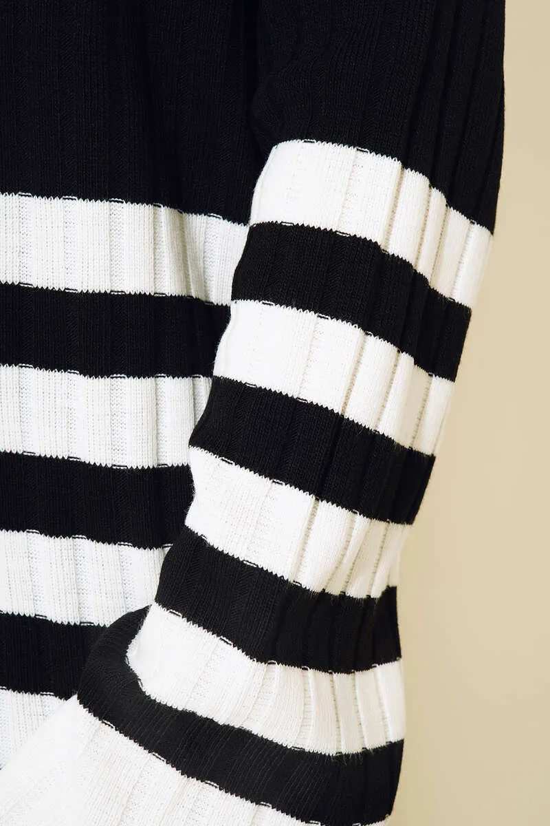 BNG Women Casual Striped Knitwear Set Black - Clermont