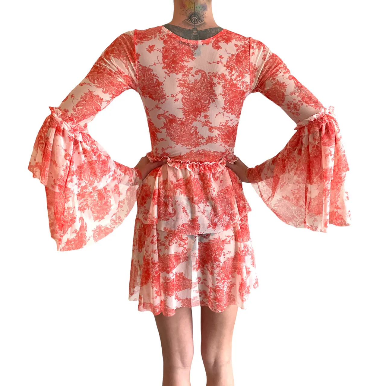 Boohoo Sheer Ruffle Dress