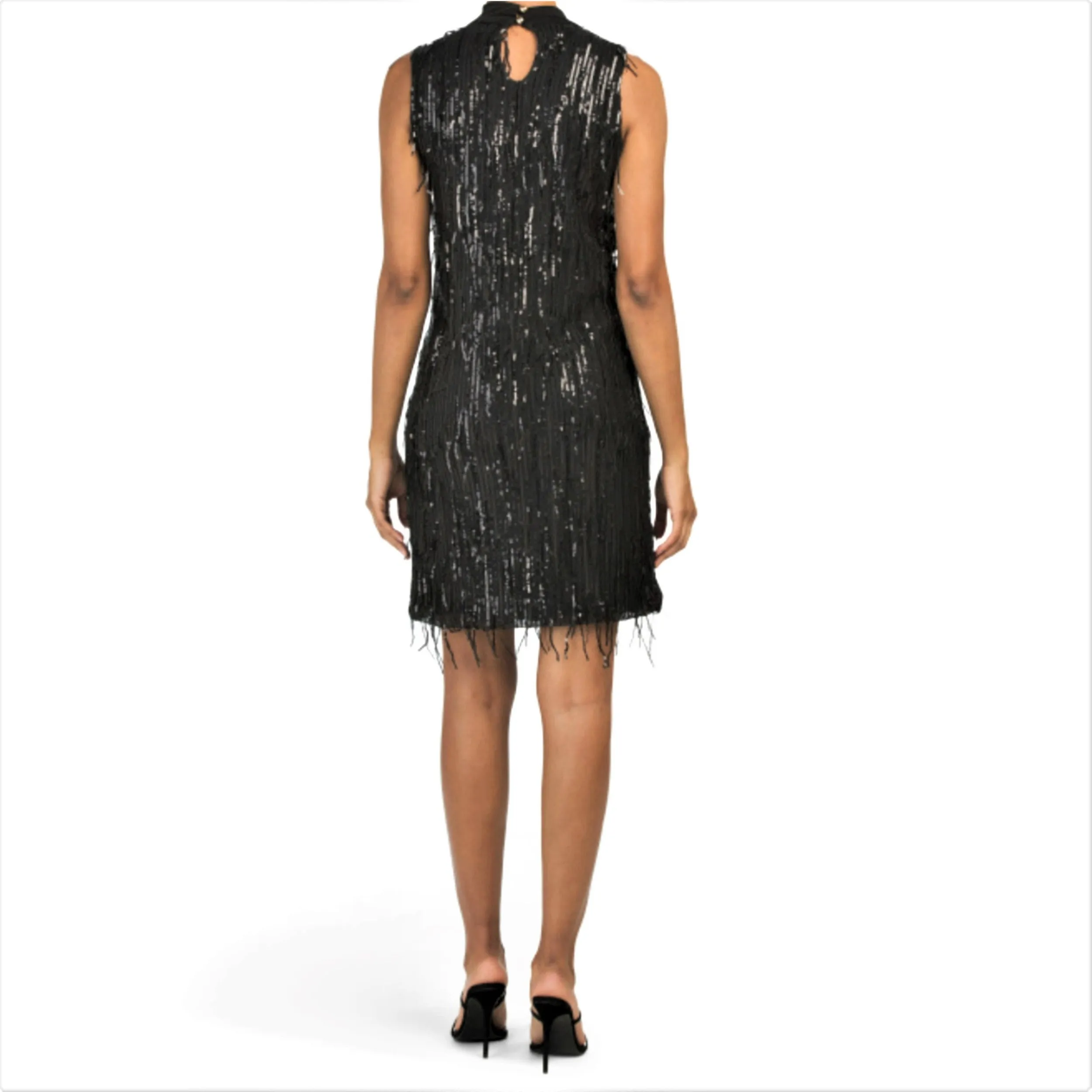 Carla Conti Made in Italy Sequin Fringe Cocktail Mini Dress