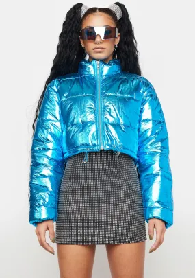 Celestial Waves Metallic Puffer Jacket