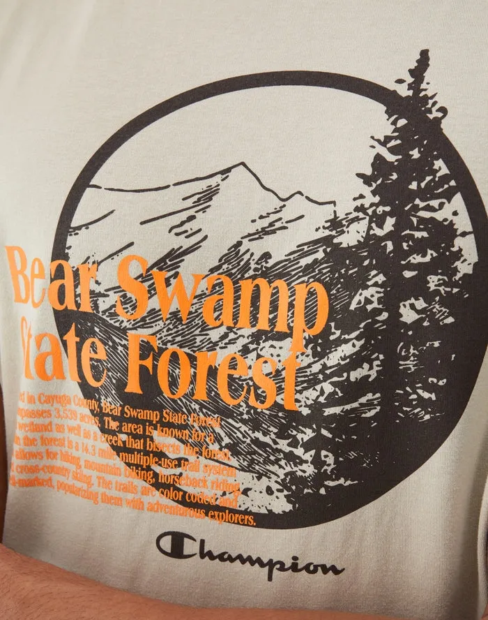 Champion Classic Vintage Wash Graphic T-Shirt, State Forest Logo Comfort Wash Faded Khaki T98658 586SZB ADWU