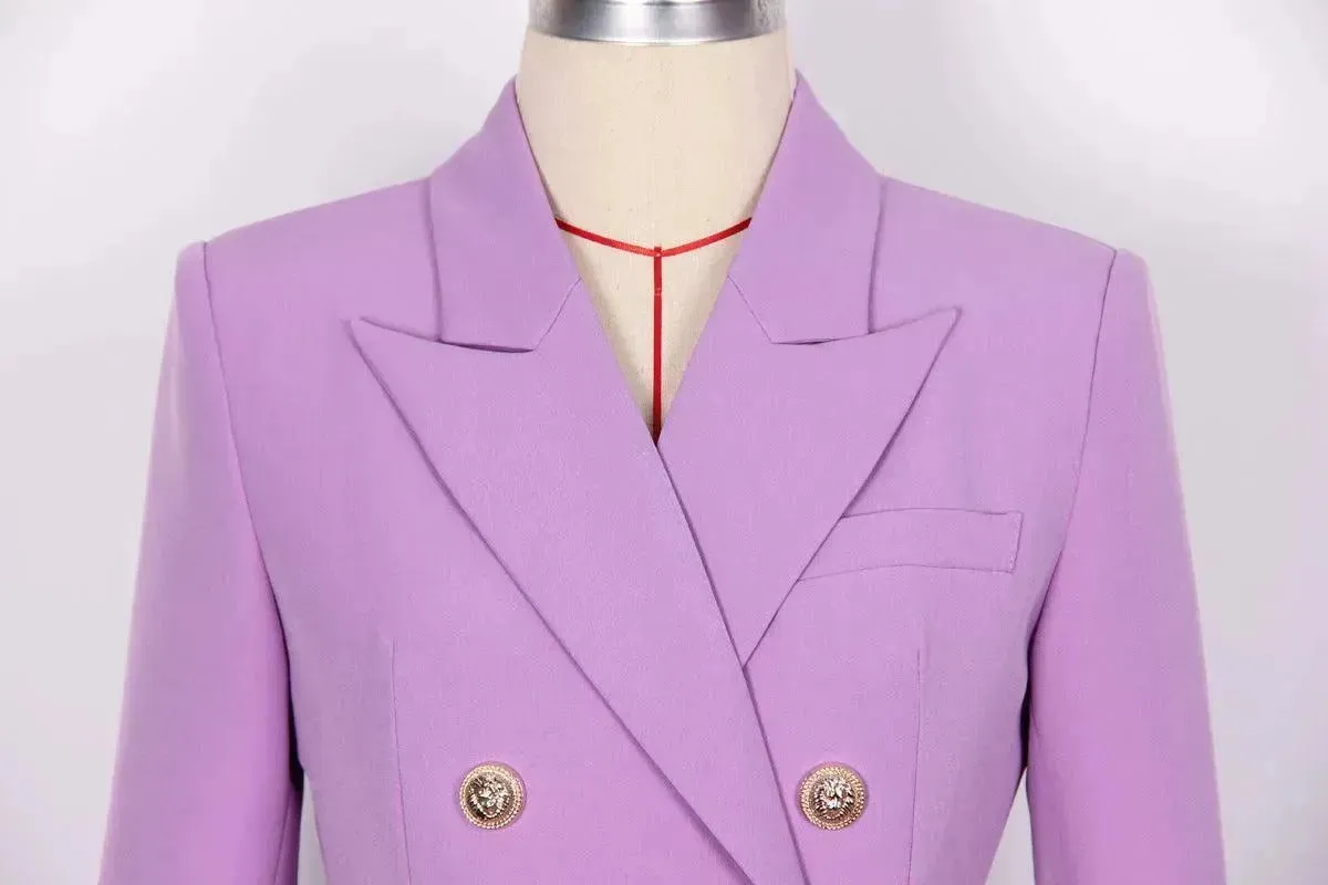 Chic Double-Breasted Blazer Women - Formal-Business - Plain-Solid