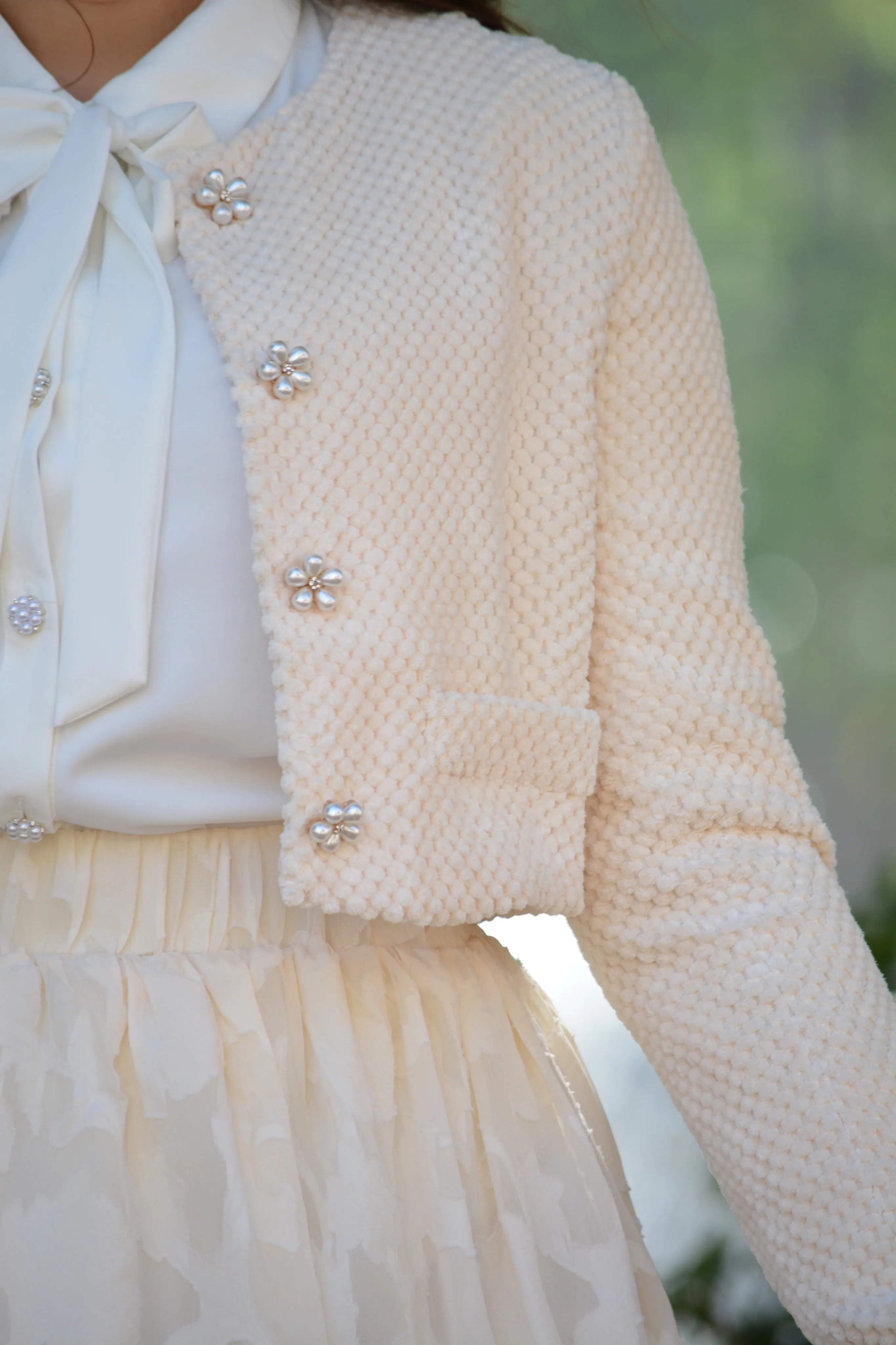 Consuela Ecru Cropped Blazer