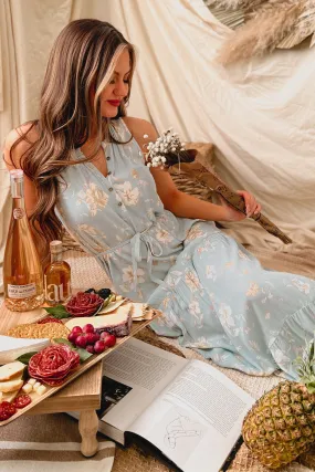 Cultivated Allure Floral Maxi Dress (Sky Blue)