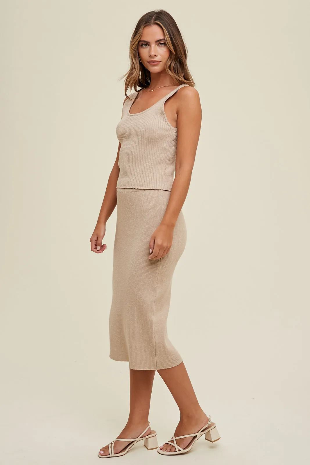 Cute Sweater Skirt Taupe