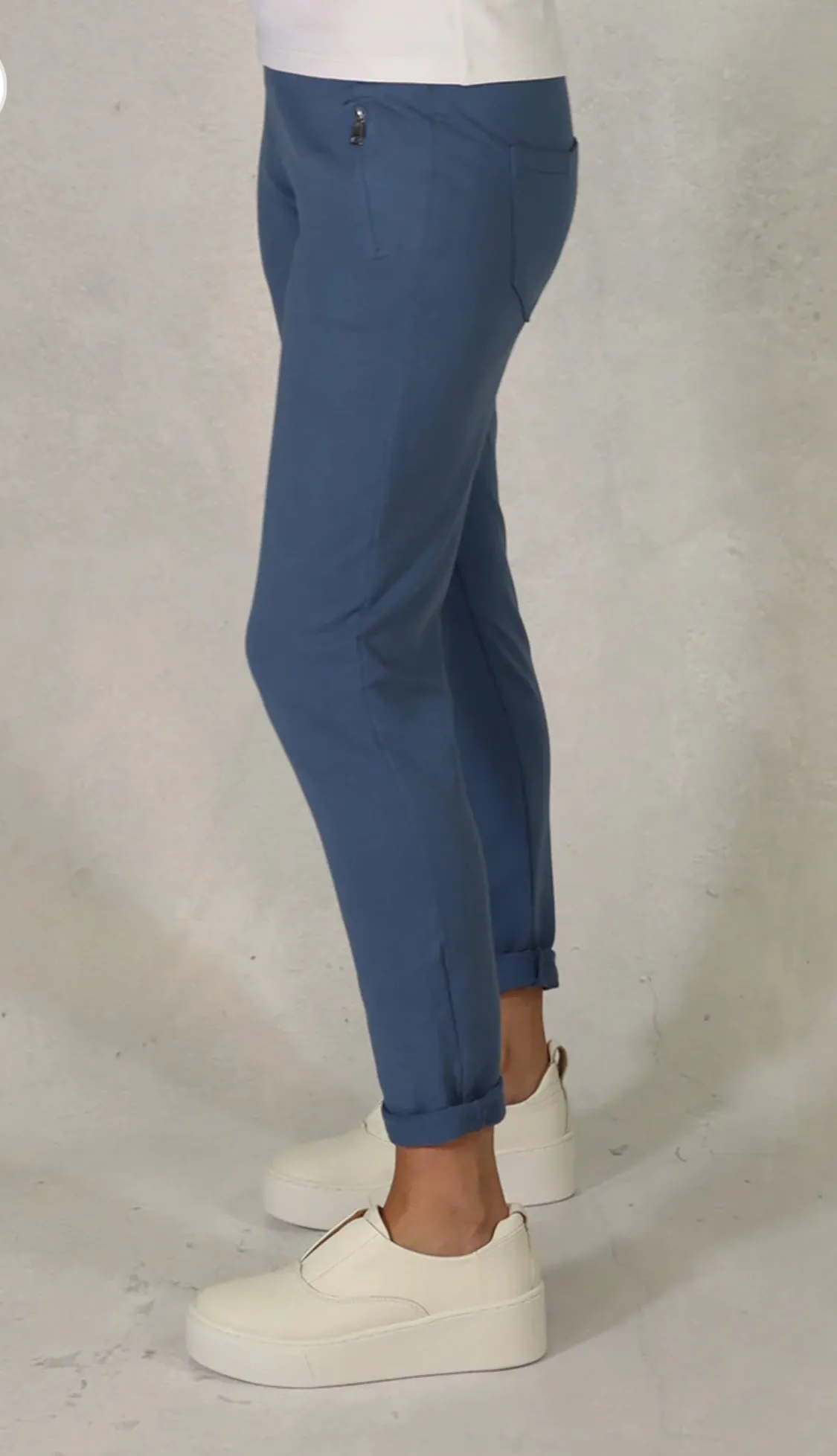 D.E.C.K By Decollage 814136 Plain Drawstring Waist Stretchy Joggers With Zip Pockets (5 Colours)