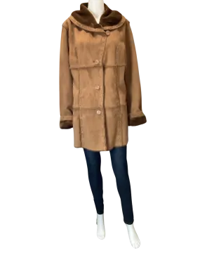 Dennis Basso Women's Coat Brown Faux Suede Size: M