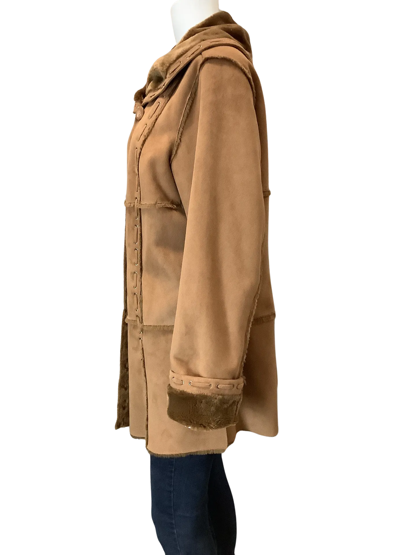 Dennis Basso Women's Coat Brown Faux Suede Size: M