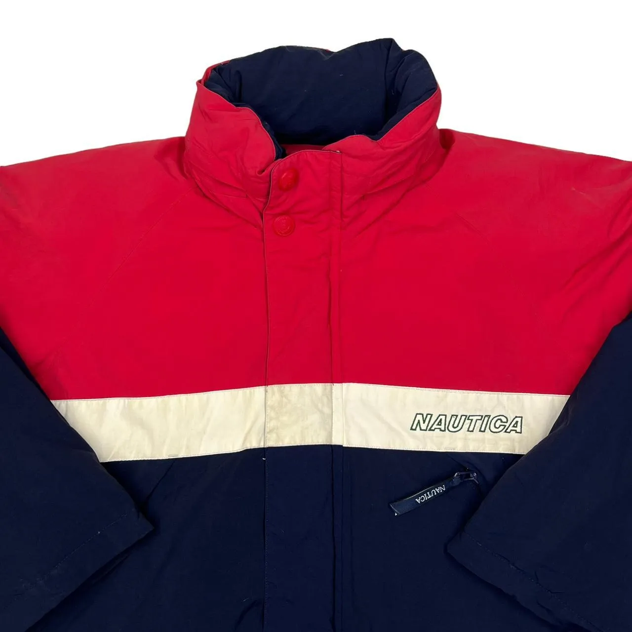 Early 00’s NAUTICA “Blue Water Challenge” Colour Block Duck Down Filled Padded Puffer Jacket