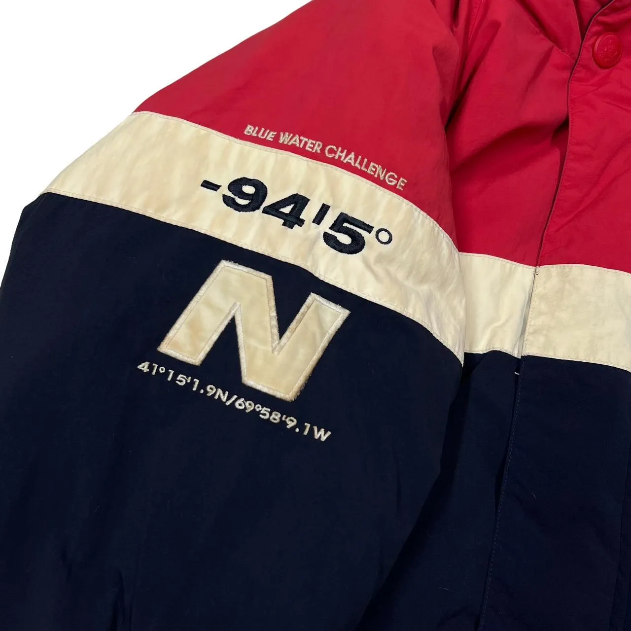 Early 00’s NAUTICA “Blue Water Challenge” Colour Block Duck Down Filled Padded Puffer Jacket