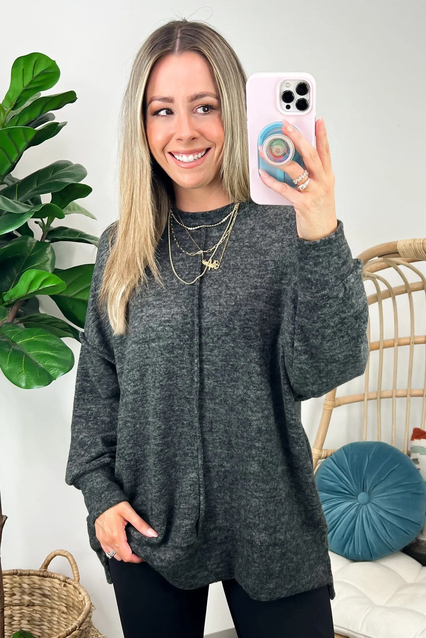 Esmeray Melange Knit Exposed Seam Pullover - FINAL SALE