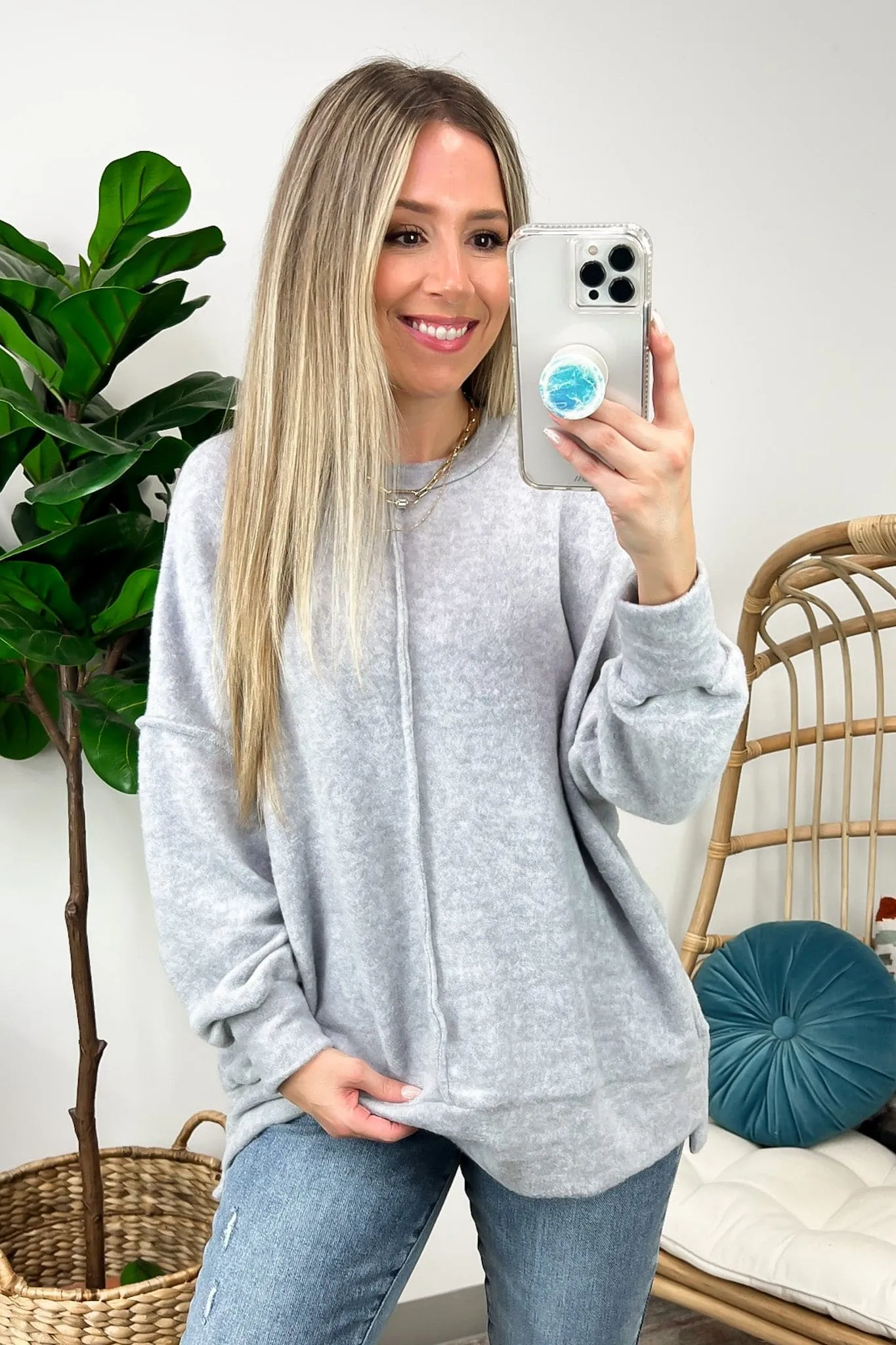 Esmeray Melange Knit Exposed Seam Pullover - FINAL SALE