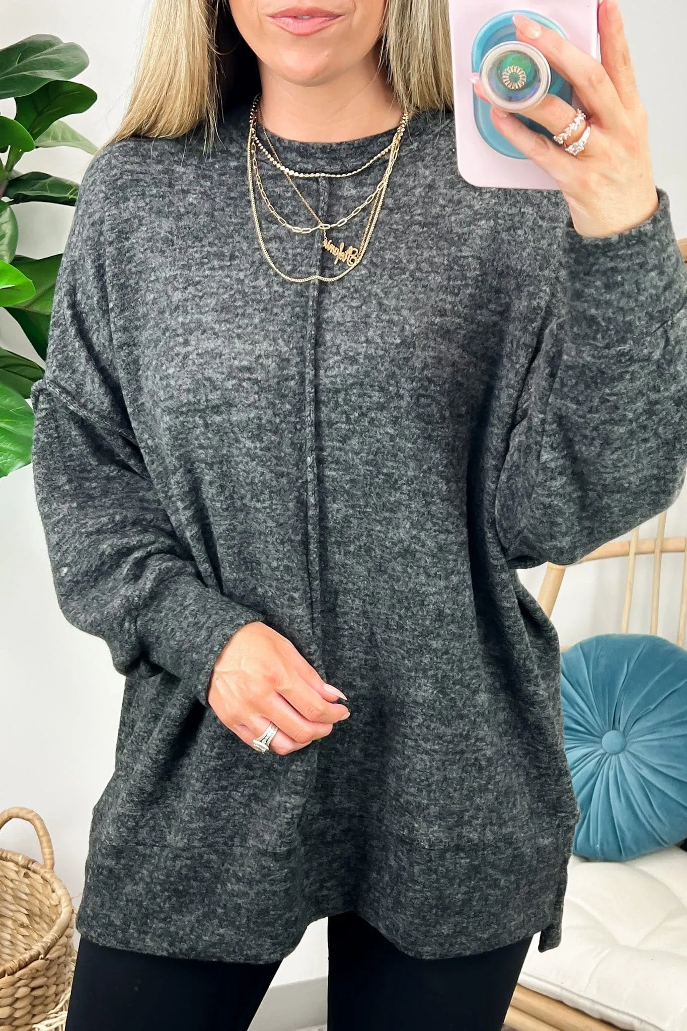 Esmeray Melange Knit Exposed Seam Pullover - FINAL SALE