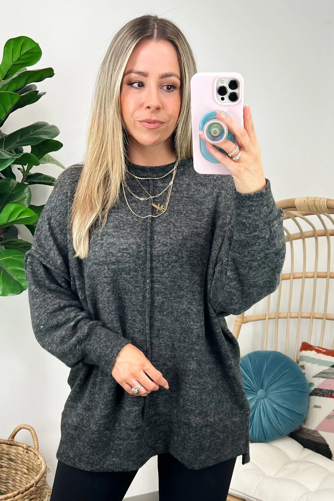 Esmeray Melange Knit Exposed Seam Pullover - FINAL SALE
